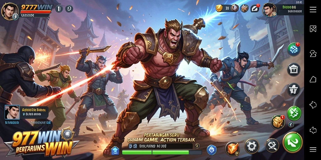 Screenshot utama 9777WIN menampilkan aksi pertempuran yang mendebarkan.