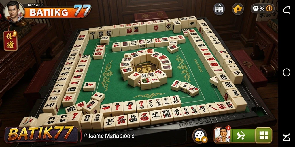 Tampilan gameplay <strong>BATIK77</strong> yang menarik saat mencocokkan ubin Mahjong.