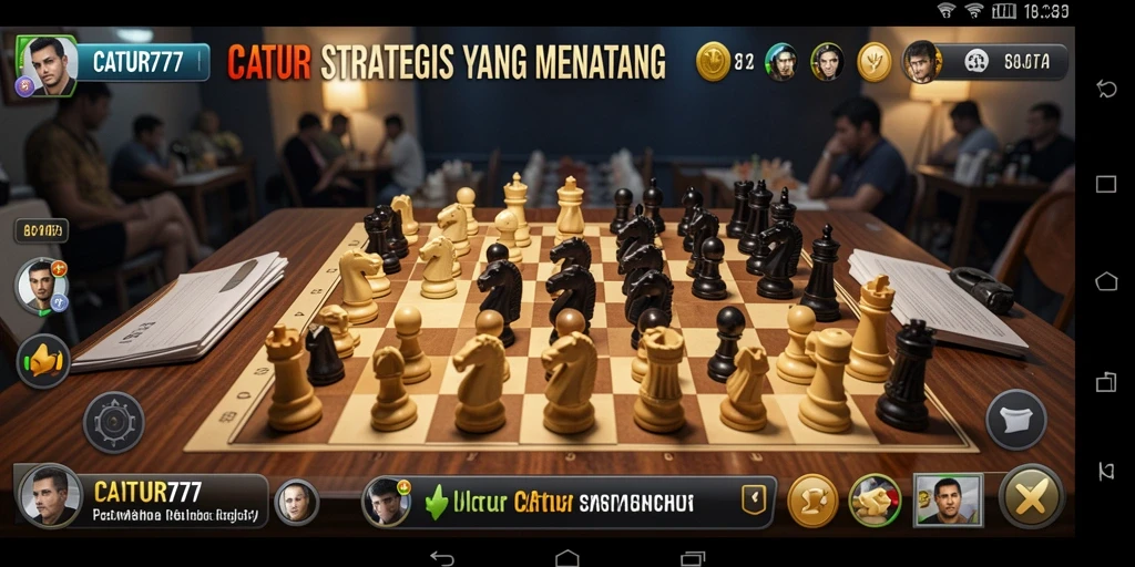 Tampilan gameplay CATUR777 yang menampilkan strategi catur yang dinamis.