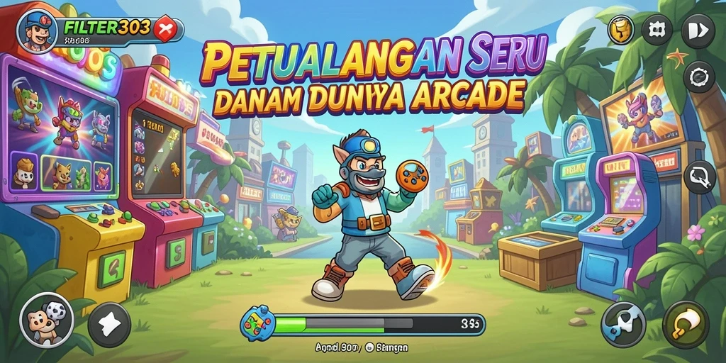 Skrinsot gameplay FILTER303 yang menunjukkan aksi seru dalam permainan Arcade.