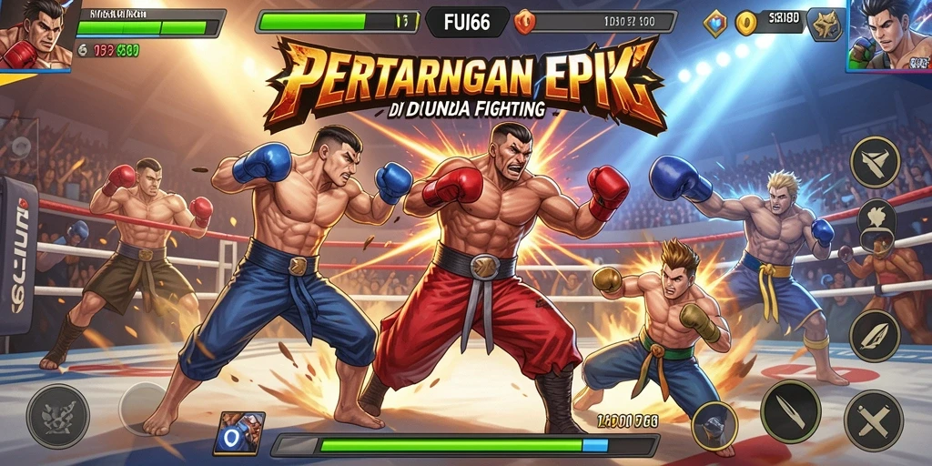 Screenshot gameplay FUJI66 menampilkan pertarungan karakter yang mengesankan.