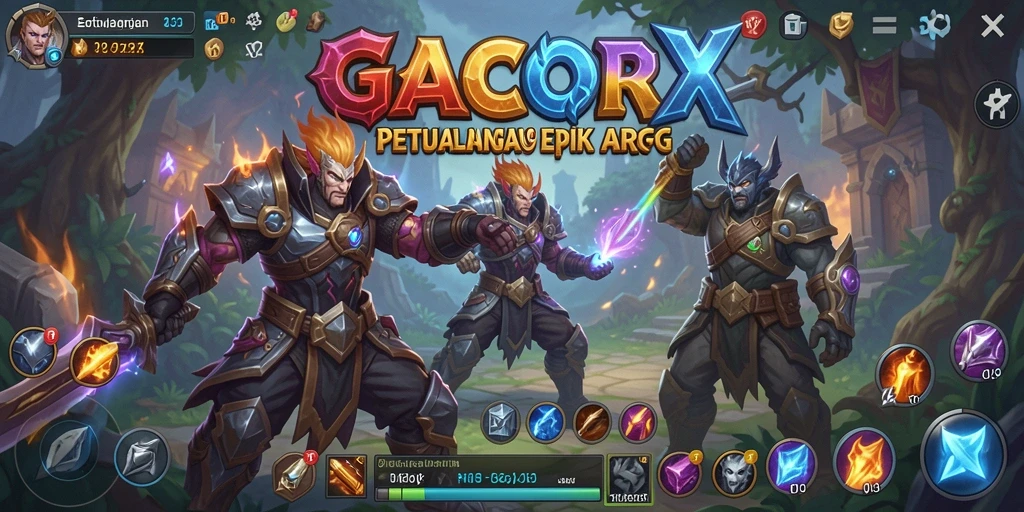 Tampilan gameplay mendebarkan di GACORX dengan pertarungan epik.