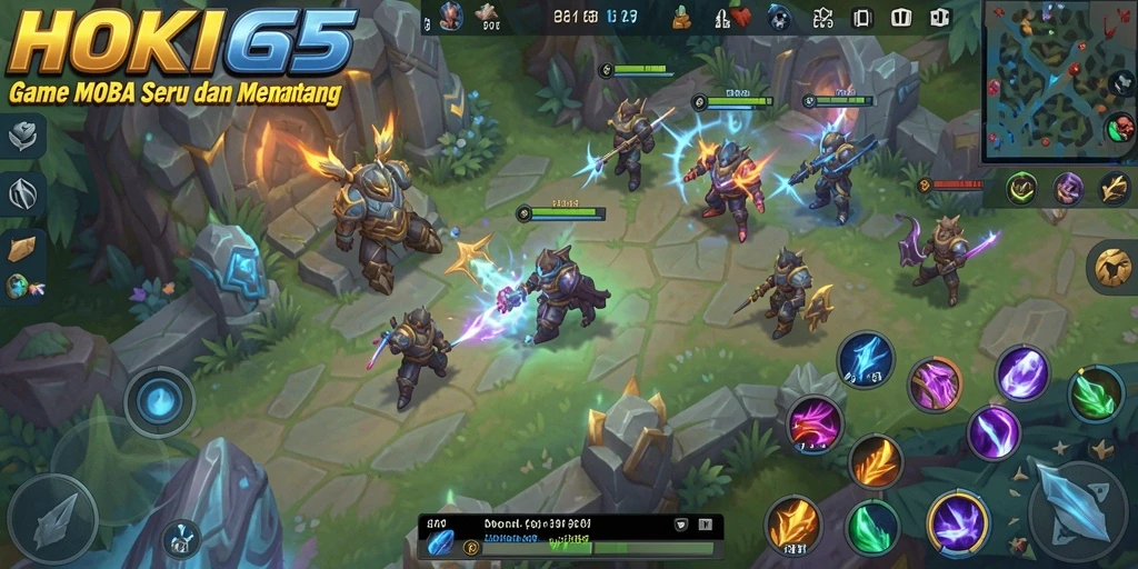 Tampilan gameplay HOKI65 dengan karakter hero beraksi.