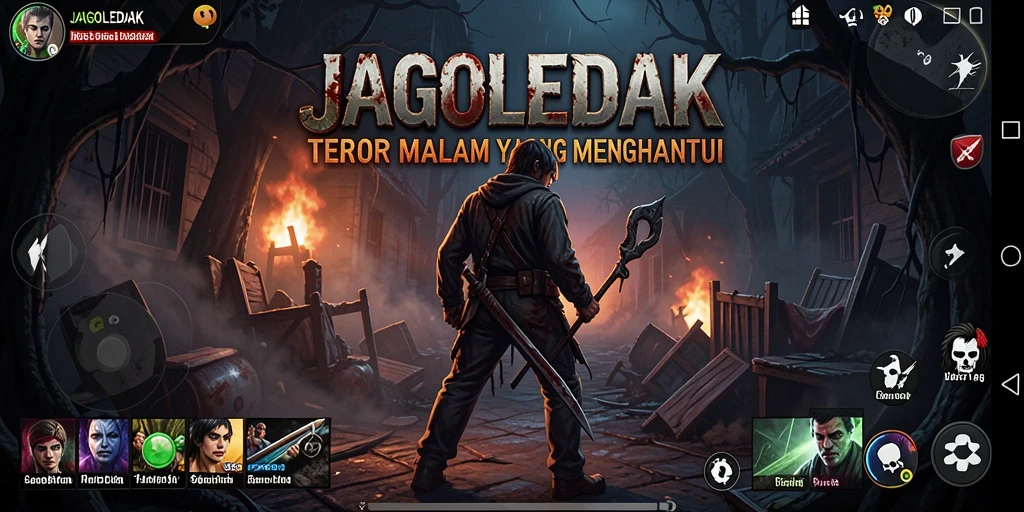 Screenshot gameplay JAGOLEDAK menunjukkan suasana mencekam di lingkungan yang angker.