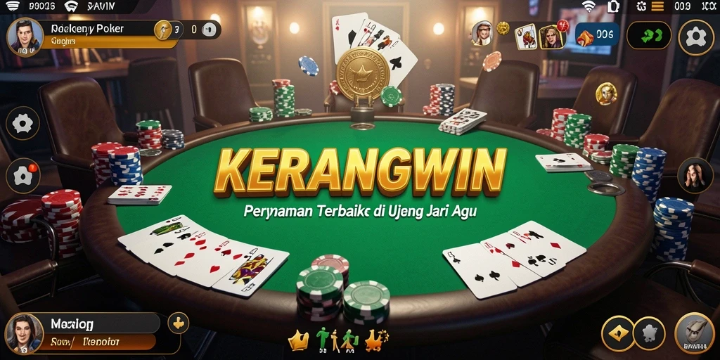 Screenshot KERANGWIN menampilkan pengalaman poker yang mendebarkan.