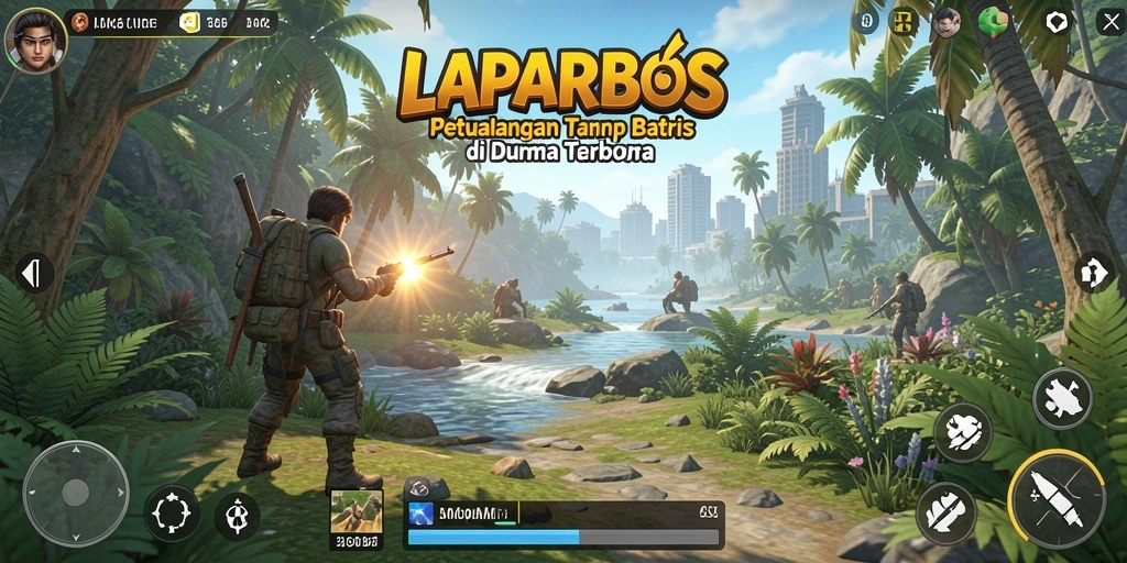 Screenshot gameplay <strong>LAPARBOS</strong> yang menunjukkan keindahan dunia terbuka.