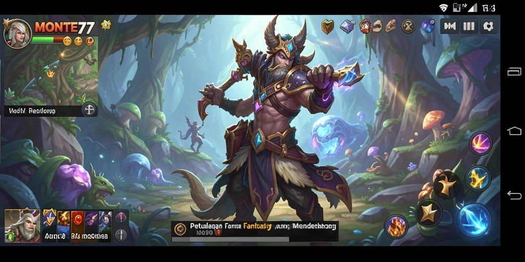 Screenshot gameplay MONTE77 menampilkan pertarungan epik dan grafis yang memukau.