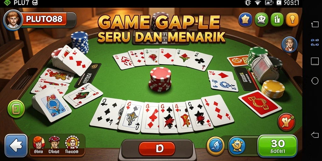 Tampilan gameplay Gaple yang seru di PLUTO88.