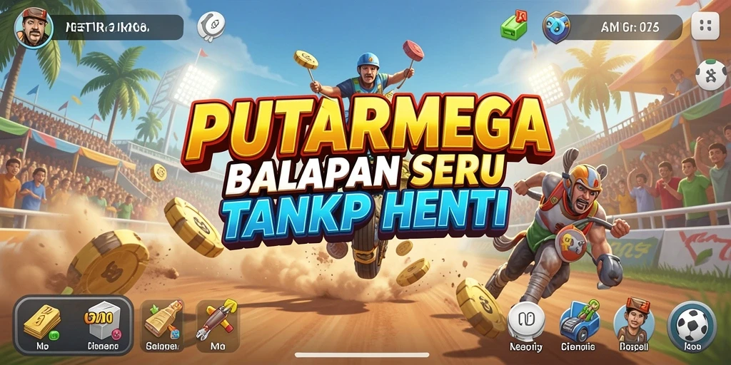 Gameplay balapan mendebarkan di PUTARMEGA dengan lintasan menantang.