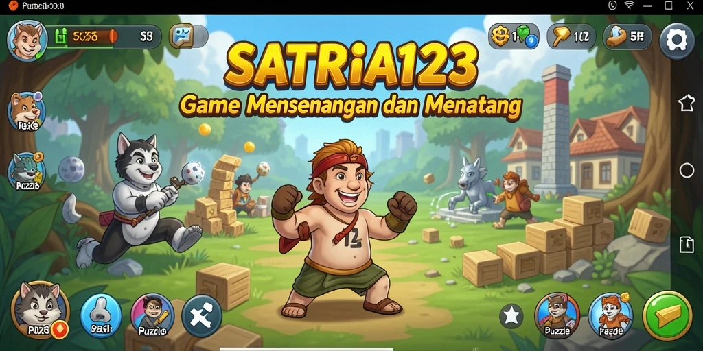 Tampilan gameplay puzzle yang menarik dan menantang di SATRIA123.