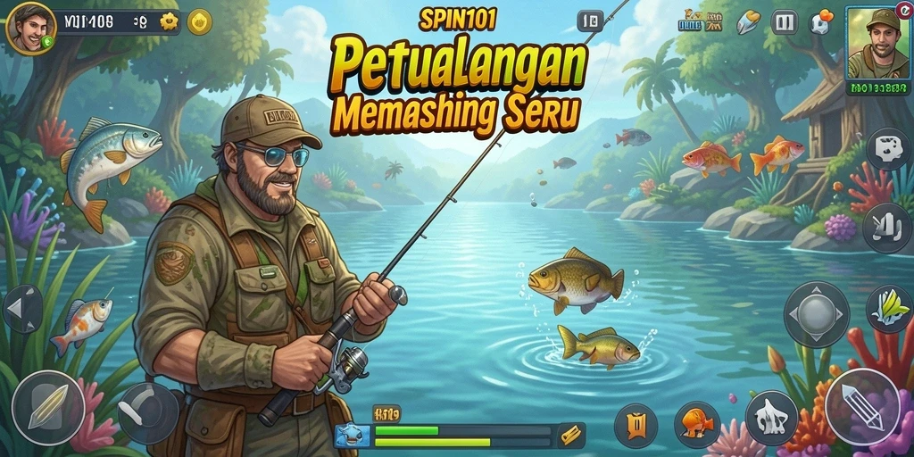 Screenshot gameplay SPIN101 menampilkan suasana memancing yang seru dan mendebarkan.