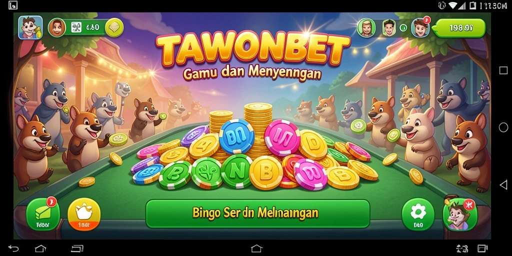 Tampilan menarik dari gameplay Bingo di TAWONBET.