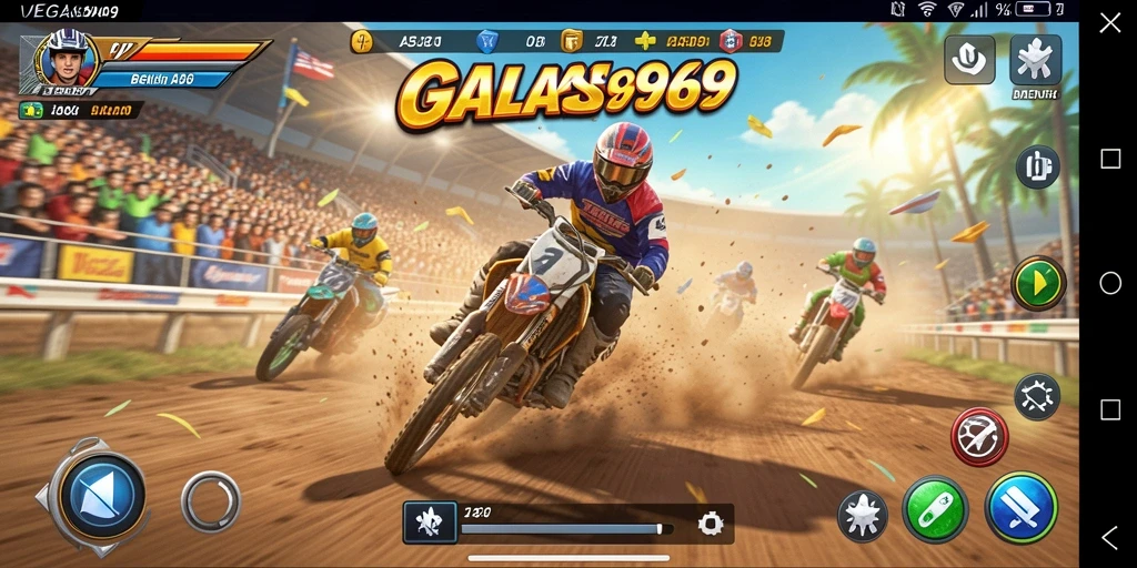 Tangkapan layar <strong>VEGAS969</strong> menampilkan aksi balap yang mendebarkan.