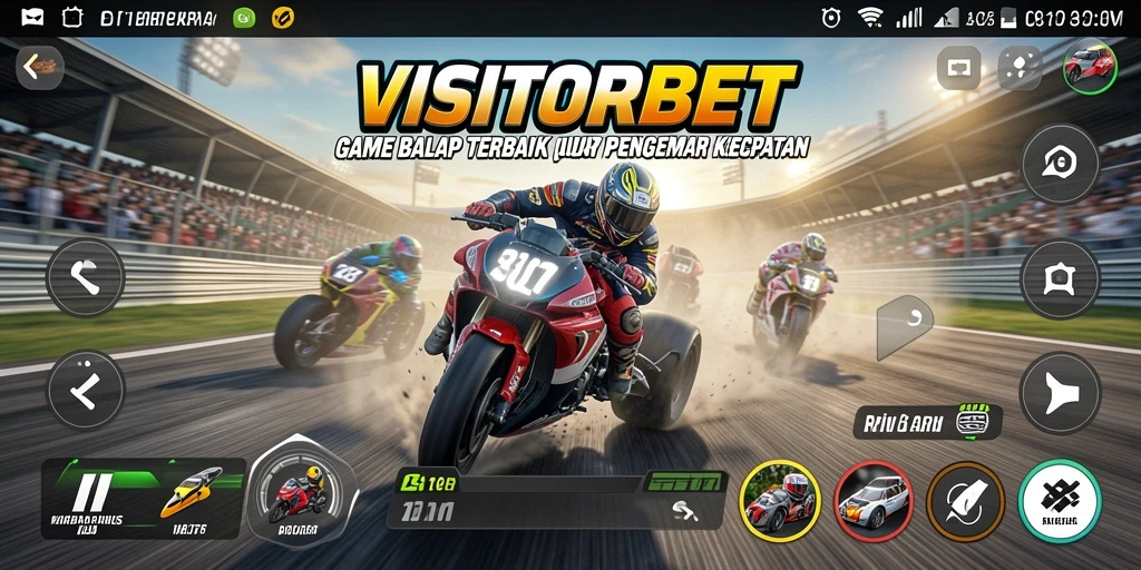 Screenshot gameplay VISITORBET menampilkan aksi balap yang mendebarkan.